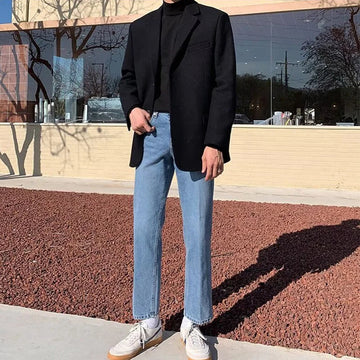 AIDASE  -  Fall Outdoor Casual Men's Knit Sweaters Fashion Mock Neck Long Sleeve Slim Sweater For Men Daily Leisure Solid Color Jumper aidase-shop